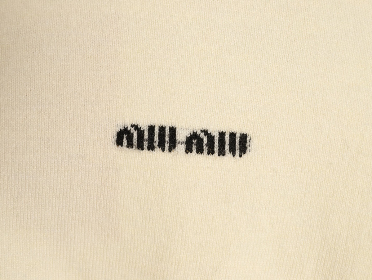 Miu Miu Embroidered Logo Knit Cardigan