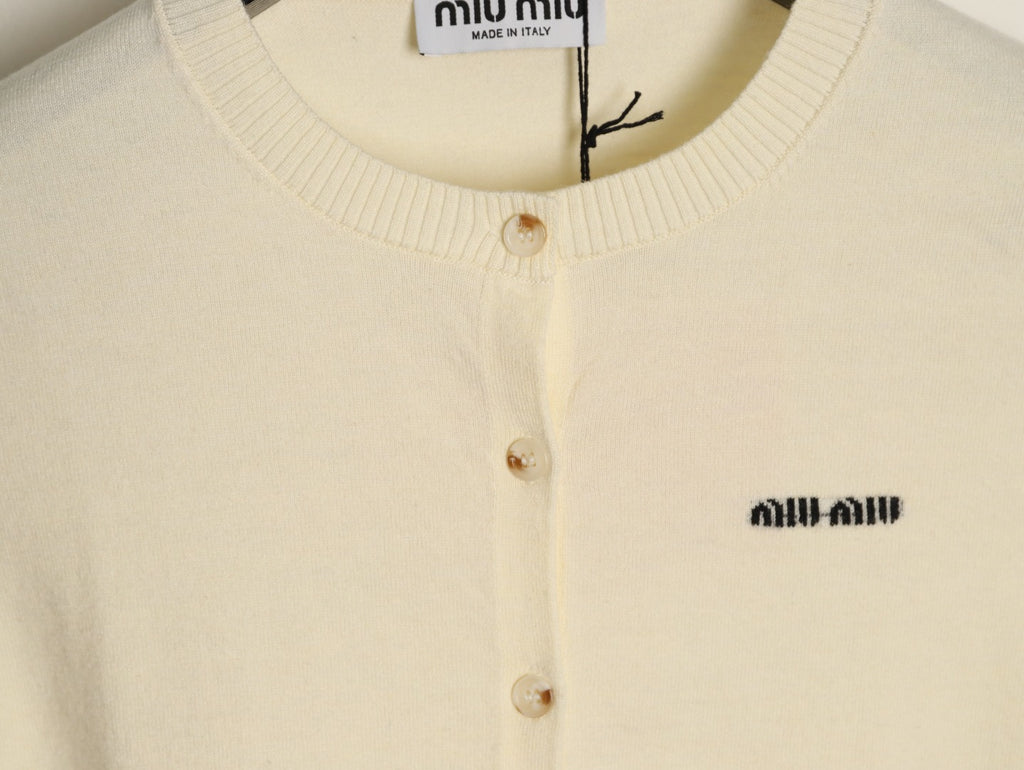 Miu Miu Embroidered Logo Knit Cardigan