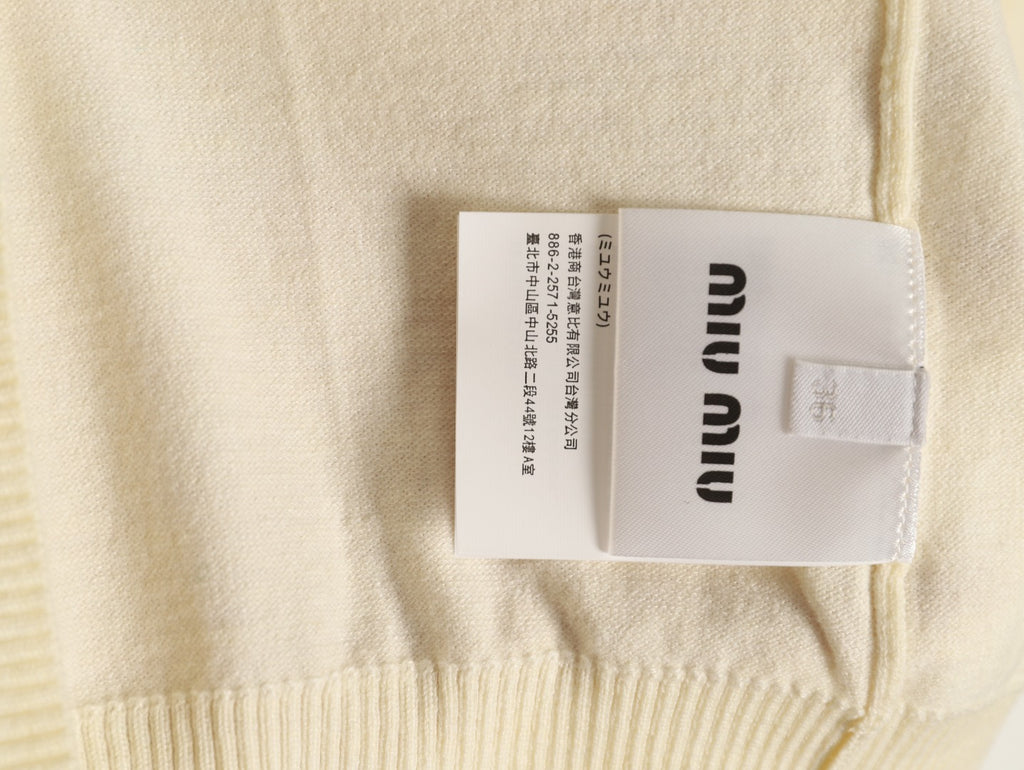 Miu Miu Embroidered Logo Knit Cardigan