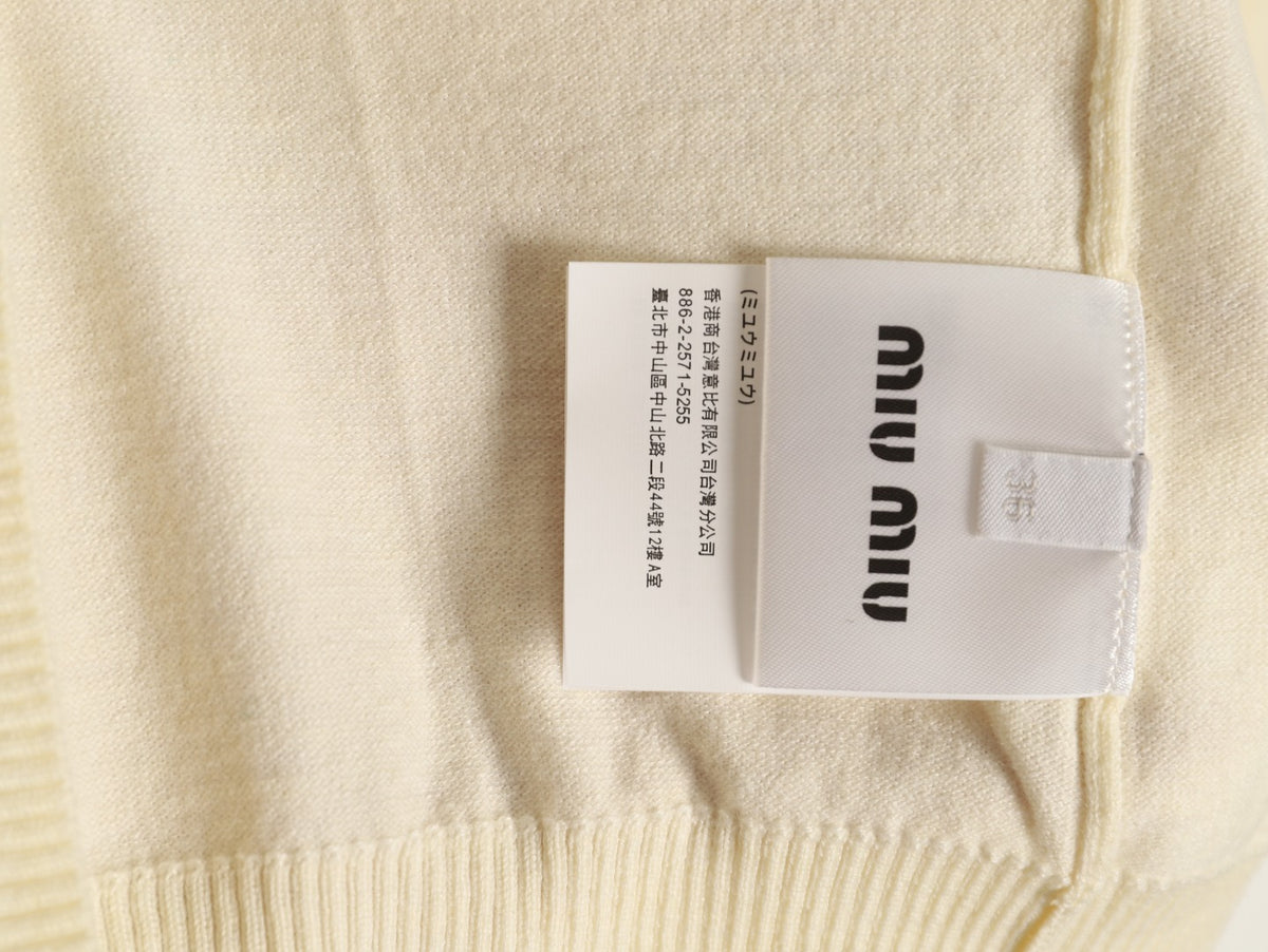 Miu Miu Embroidered Logo Knit Cardigan