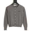 Miu Miu Embroidered Logo Grey Knit Cardigan