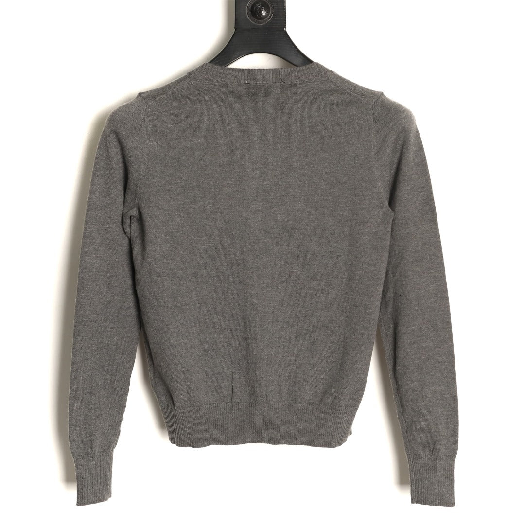 Miu Miu Embroidered Logo Grey Knit Cardigan