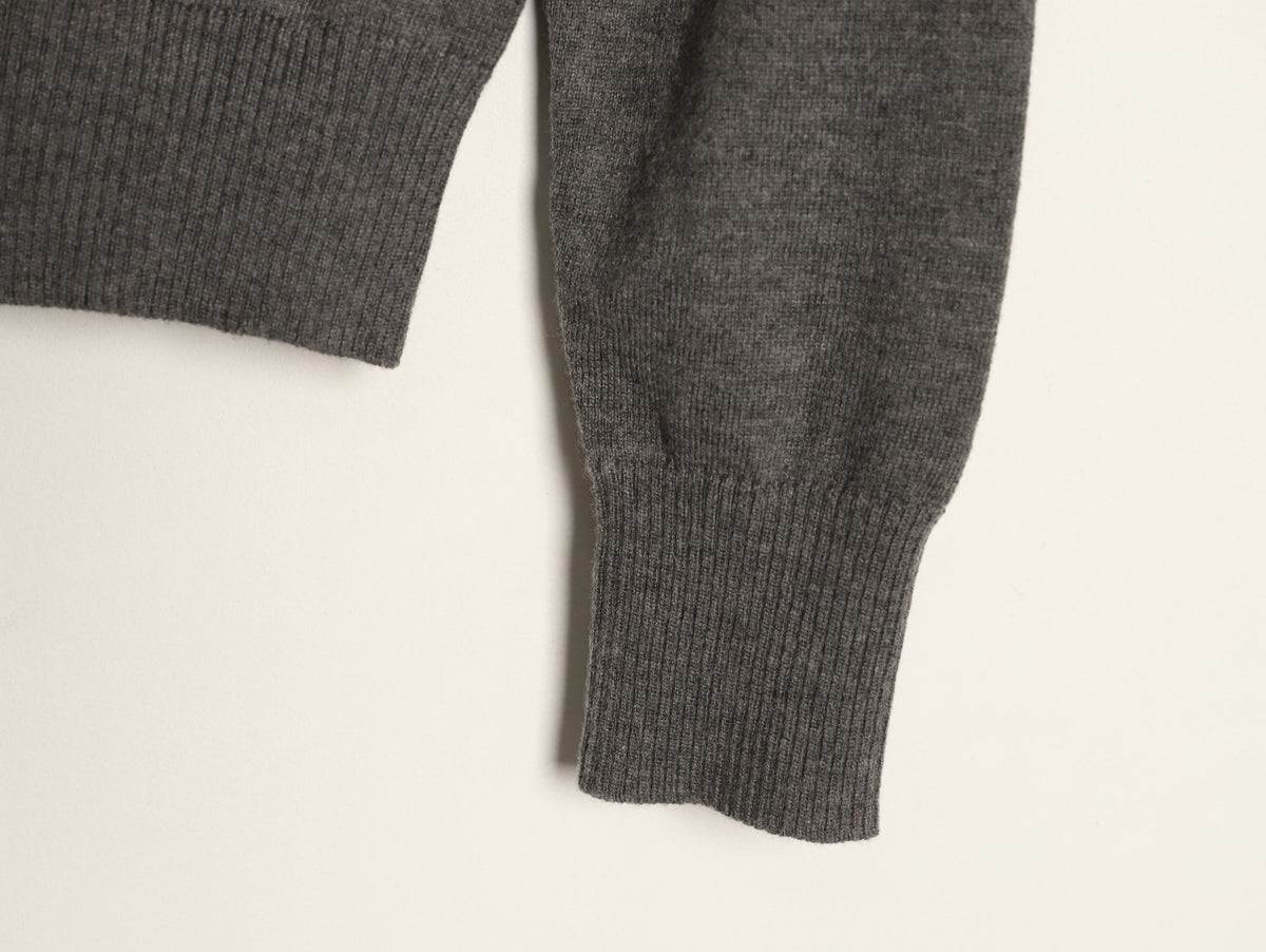 Miu Miu Embroidered Logo Grey Knit Cardigan
