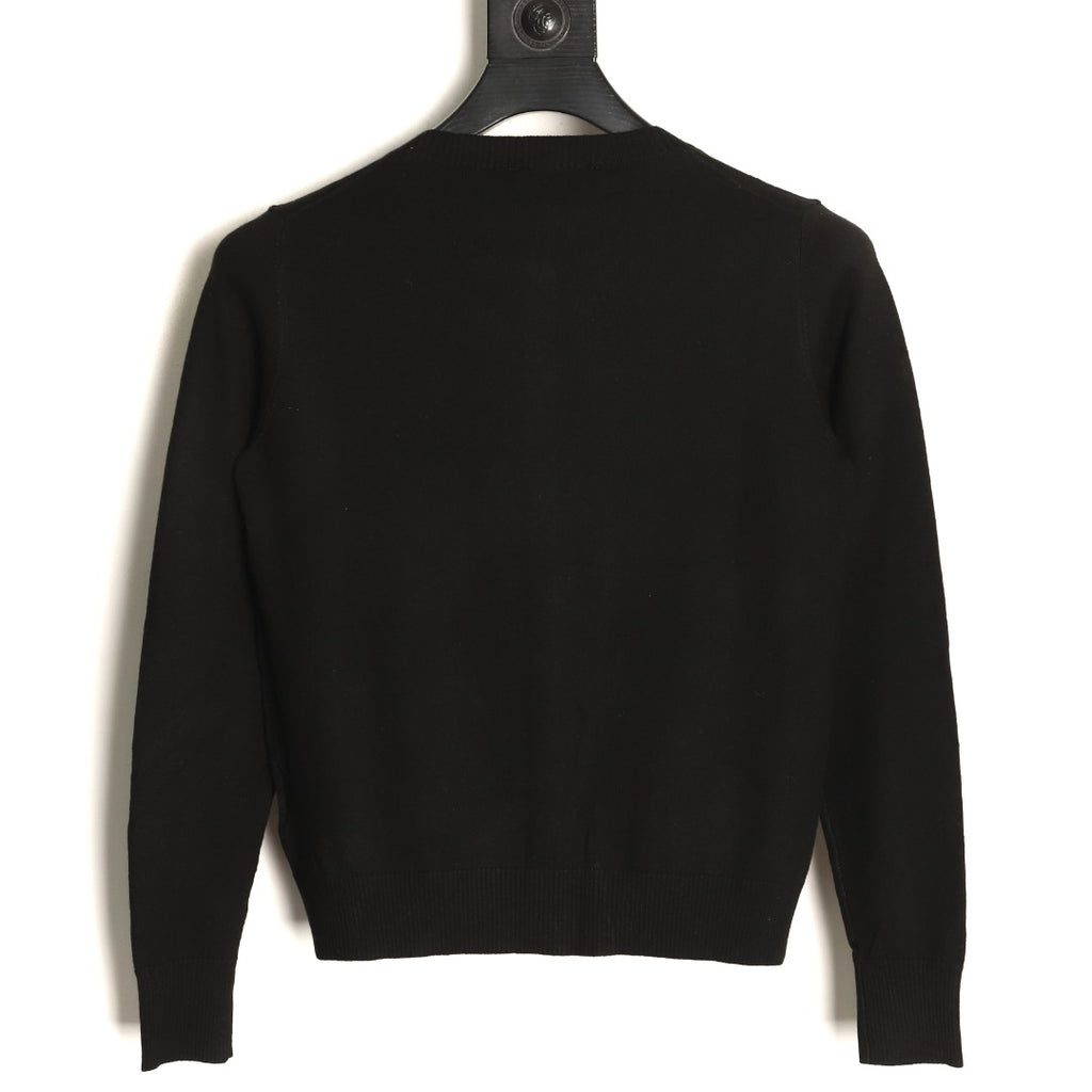 Miu Miu Embroidered Logo Black Knit Cardigan