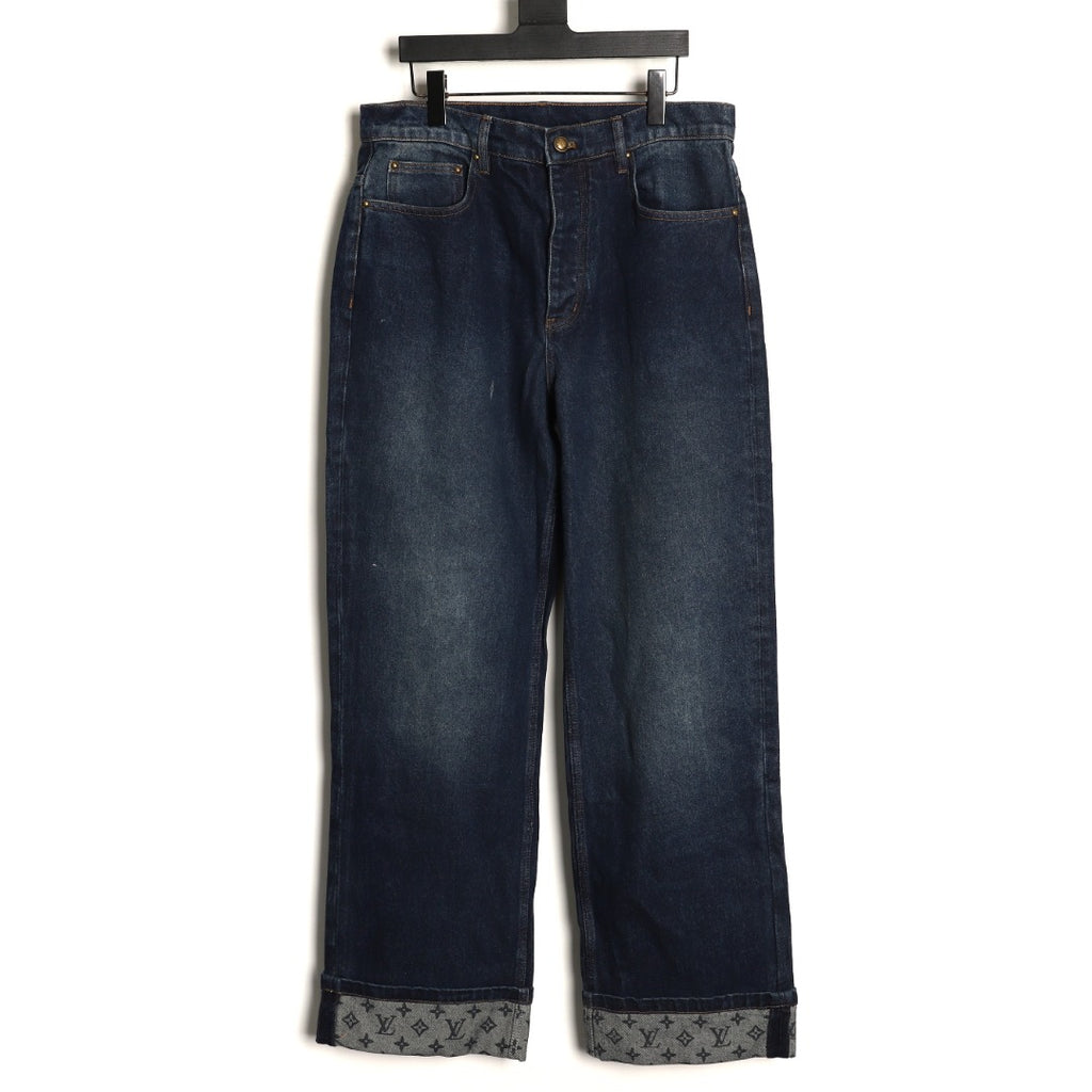 Louis Vuitton LV Monogram Cuffed Straight-Leg Denim Jeans