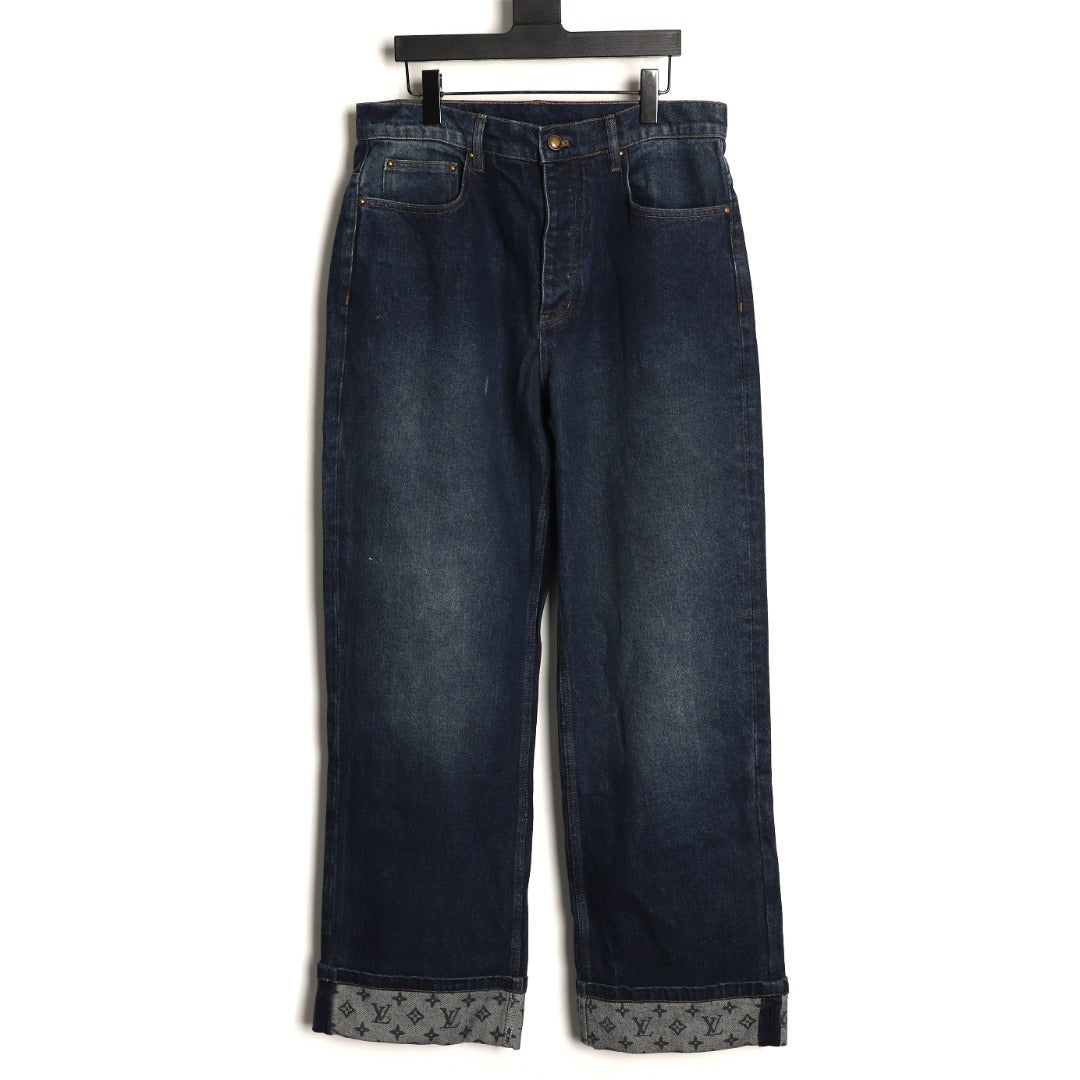 Louis Vuitton LV Monogram Cuffed Straight-Leg Denim Jeans
