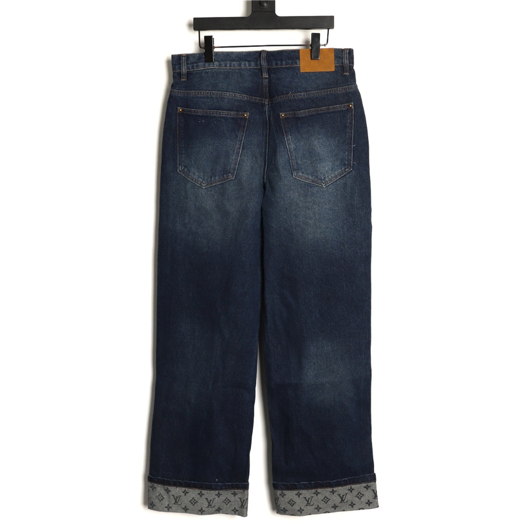 Louis Vuitton LV Monogram Cuffed Straight-Leg Denim Jeans