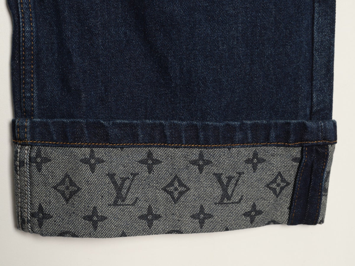 Louis Vuitton LV Monogram Cuffed Straight-Leg Denim Jeans