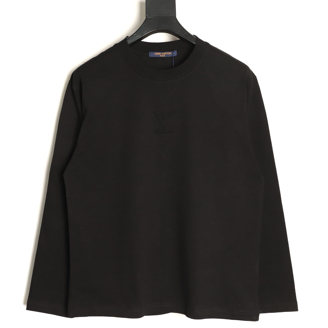 Louis Vuitton LV Embossed Logo Black Long-Sleeve T-Shirt