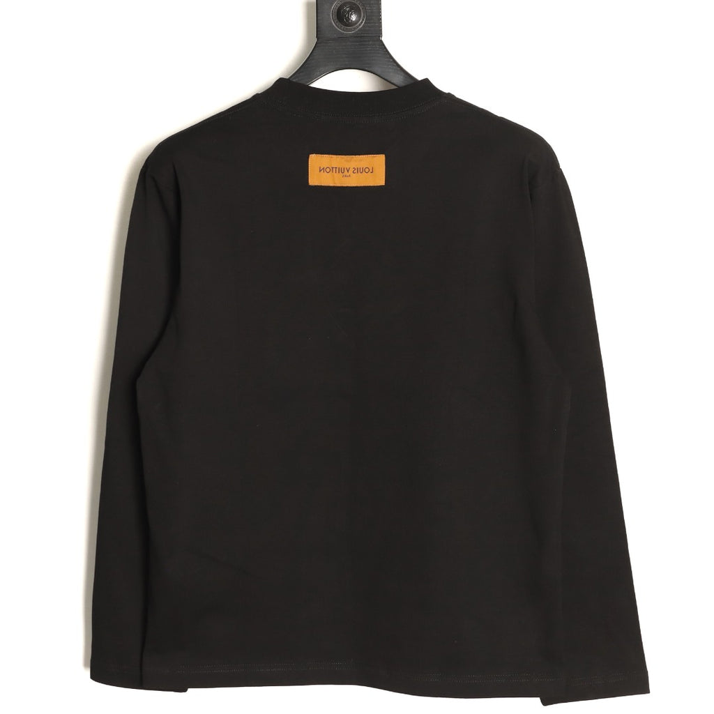 Louis Vuitton LV Embossed Logo Black Long-Sleeve T-Shirt