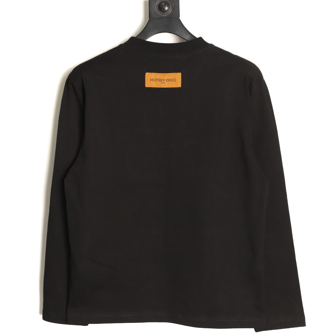 Louis Vuitton LV Embossed Logo Black Long-Sleeve T-Shirt