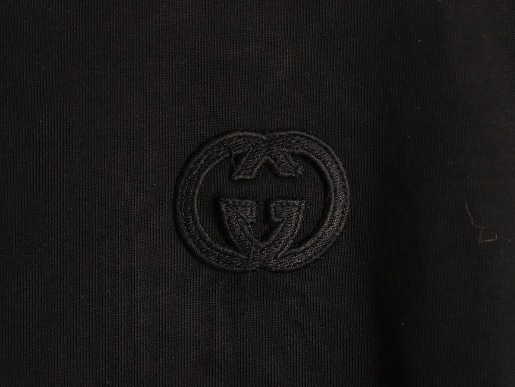 Gucci Interlocking GG Patch Embroidered Black Long-Sleeve T-Shirt