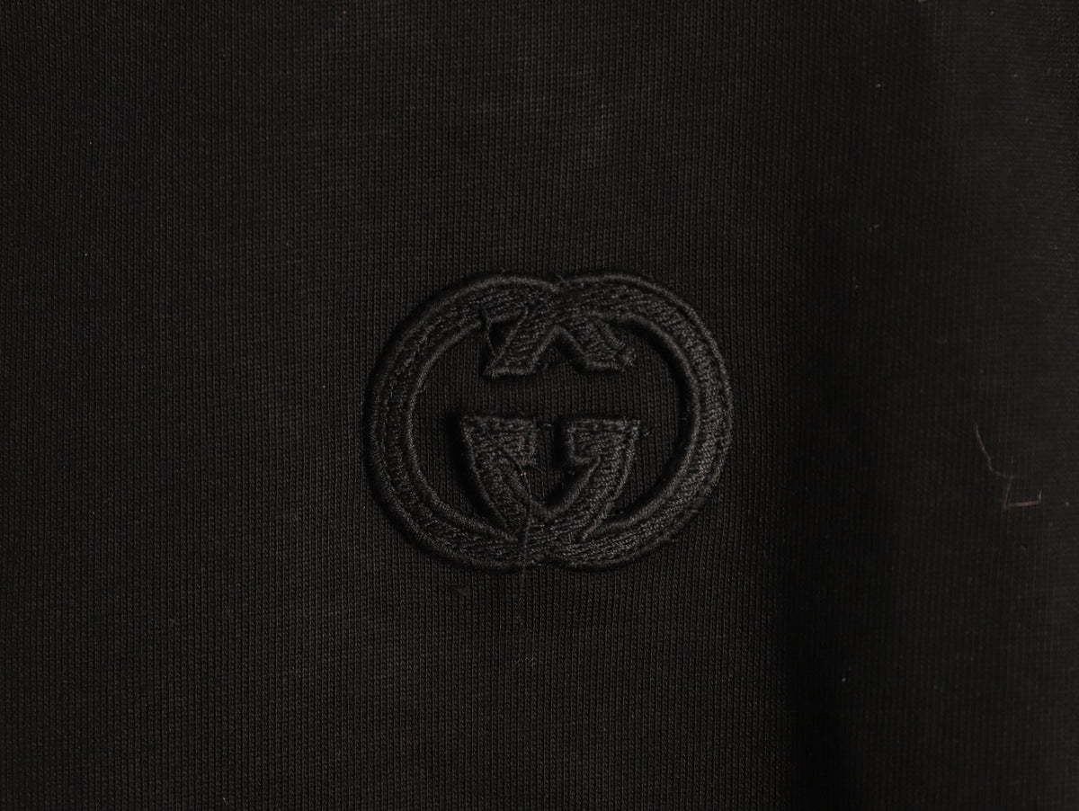 Gucci Interlocking GG Patch Embroidered Black Long-Sleeve T-Shirt