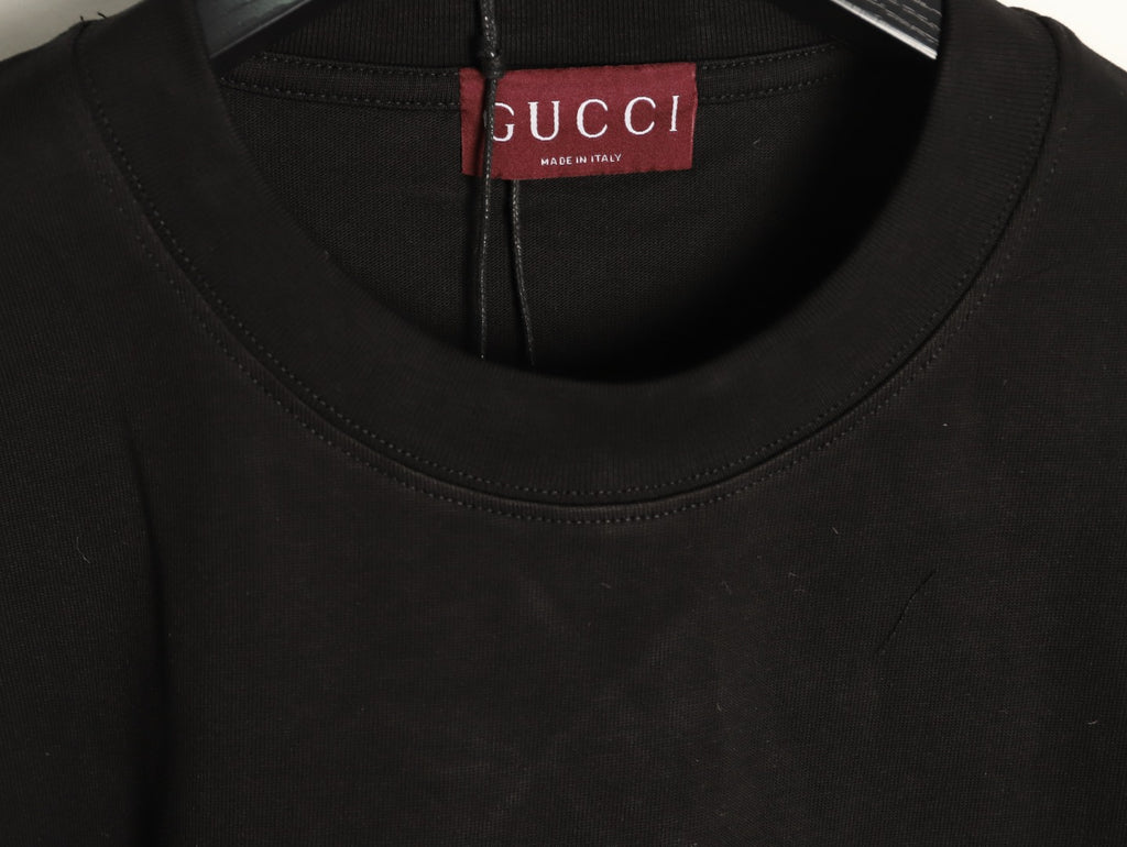 Gucci Interlocking GG Patch Embroidered Black Long-Sleeve T-Shirt