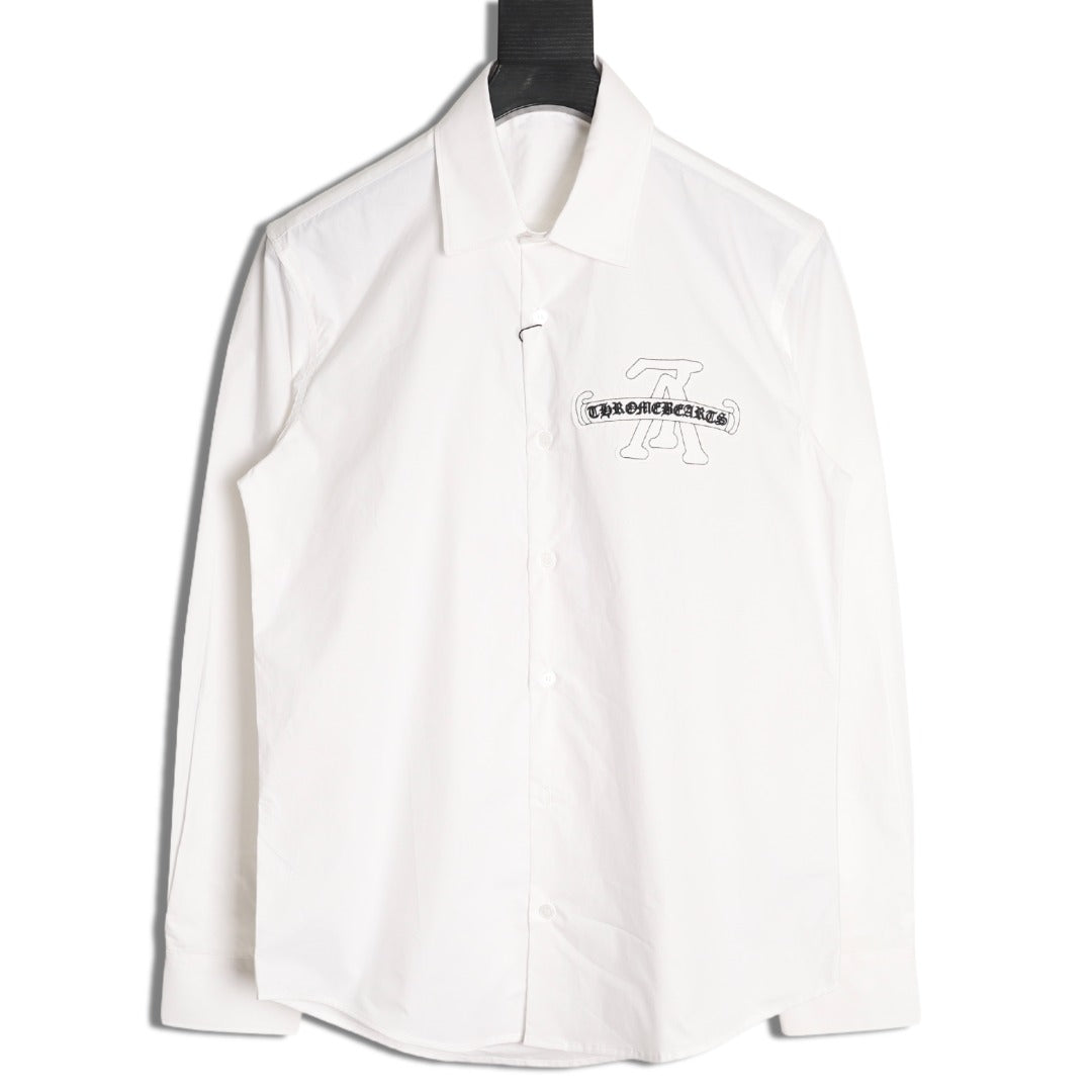 Louis Vuitton x Chrome Hearts Embroidered Logo White Long-Sleeve Shirt