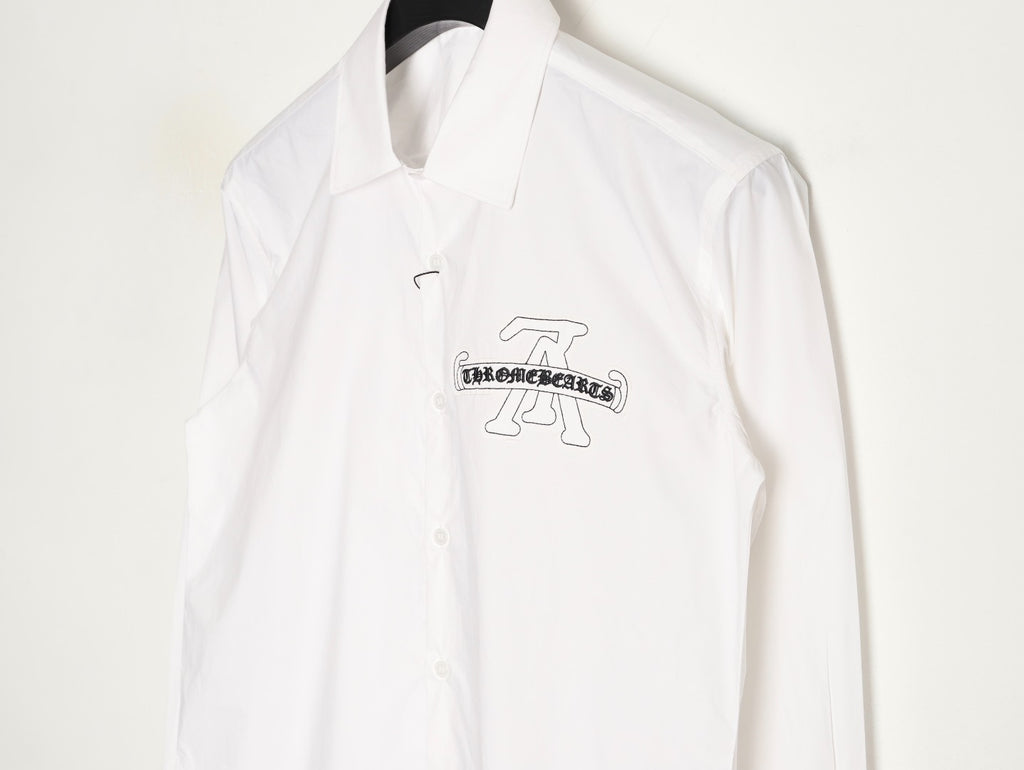 Louis Vuitton x Chrome Hearts Embroidered Logo White Long-Sleeve Shirt