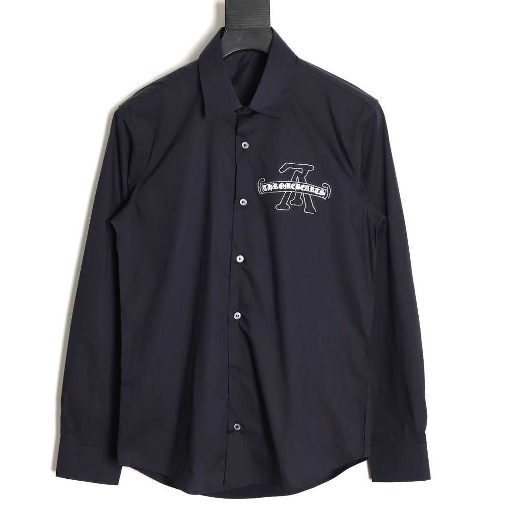 Louis Vuitton x Chrome Hearts Embroidered Logo Black Long-Sleeve Shirt
