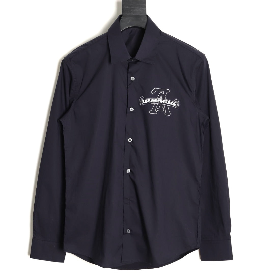 Louis Vuitton x Chrome Hearts Embroidered Logo Black Long-Sleeve Shirt