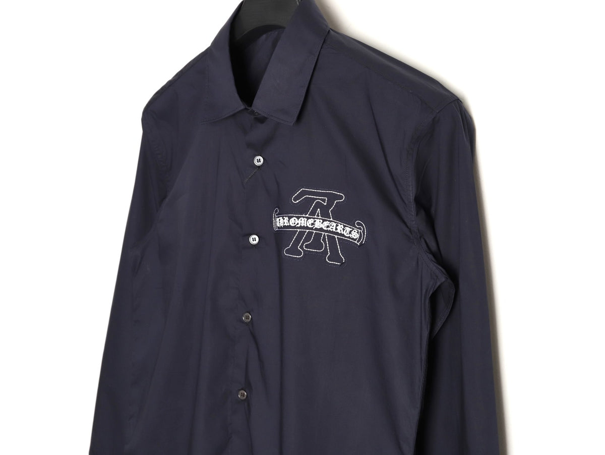 Louis Vuitton x Chrome Hearts Embroidered Logo Black Long-Sleeve Shirt