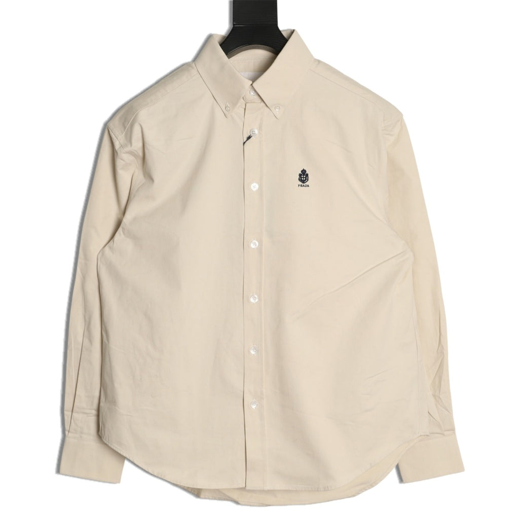 Prada PRD Embroidered Badge Long-Sleeve Shirt