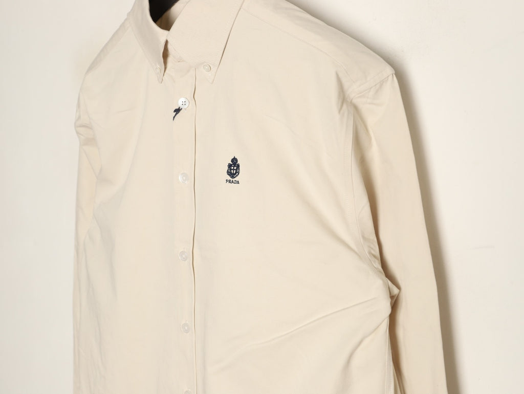 Prada PRD Embroidered Badge Long-Sleeve Shirt