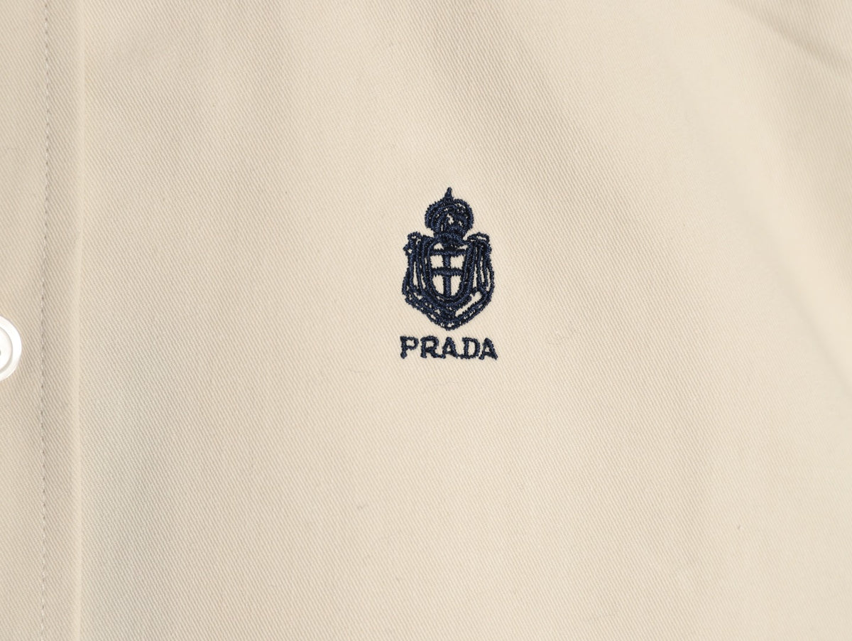 Prada PRD Embroidered Badge Long-Sleeve Shirt