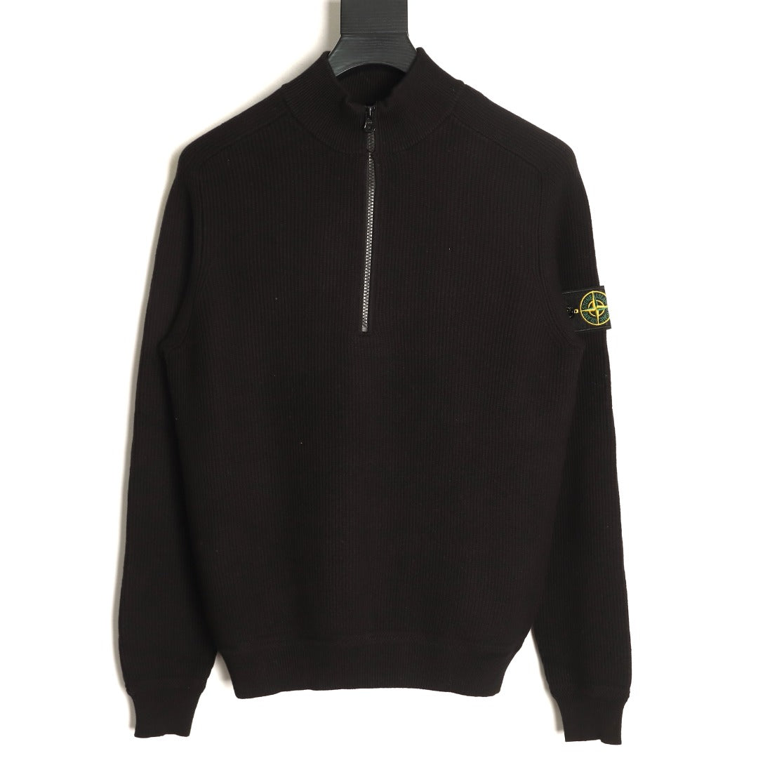 Stone Island Compass Badge Half-Zip Knit Sweater