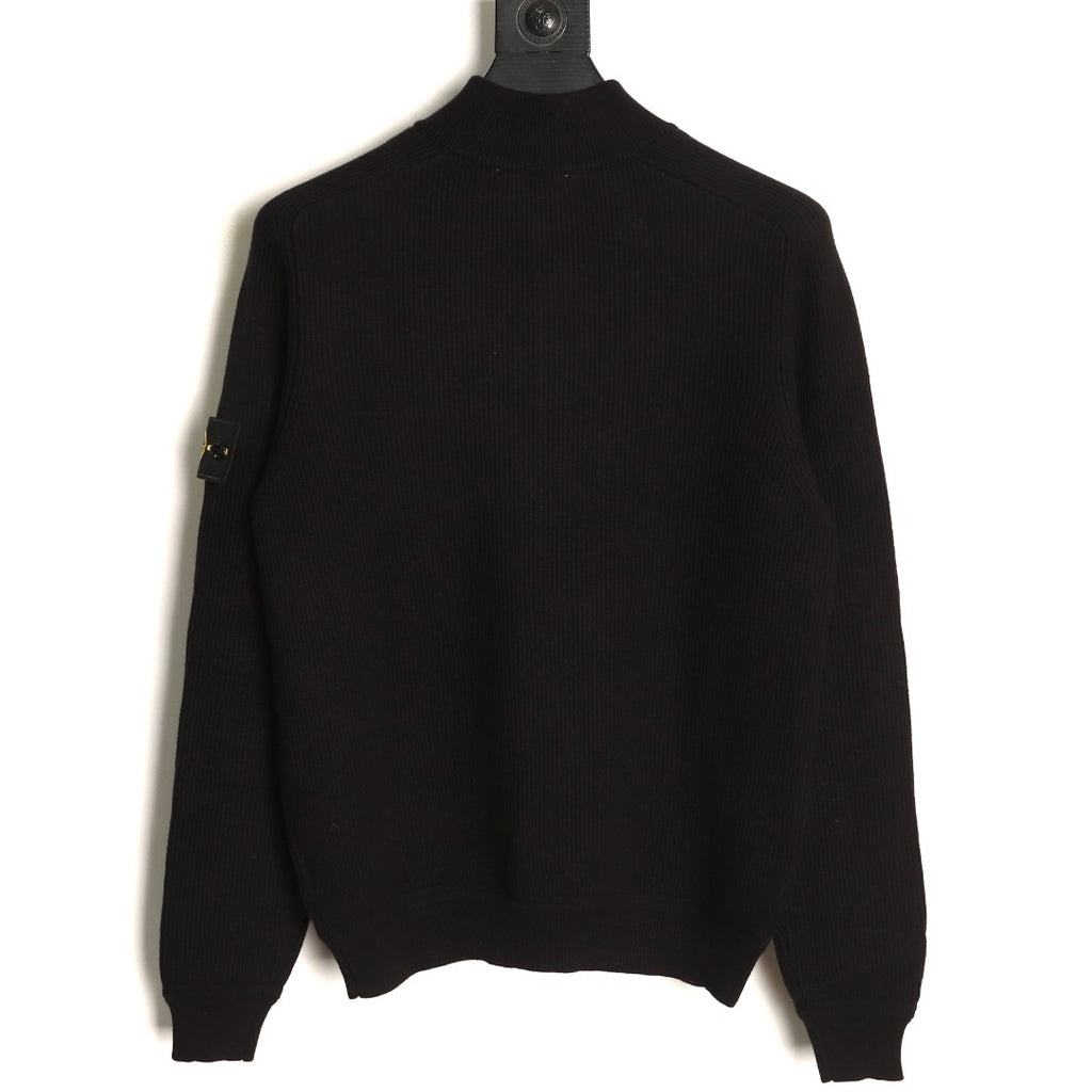 Stone Island Compass Badge Half-Zip Knit Sweater