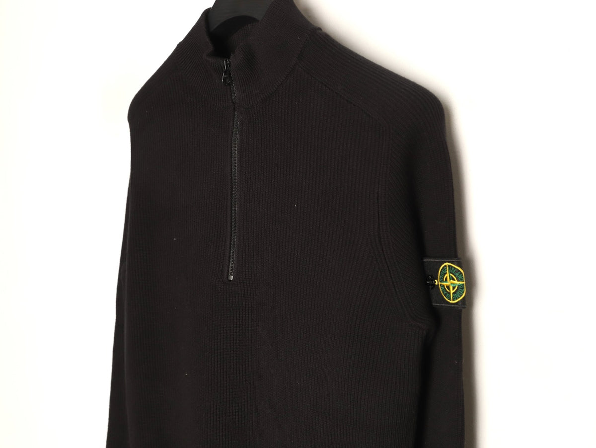 Stone Island Compass Badge Half-Zip Knit Sweater