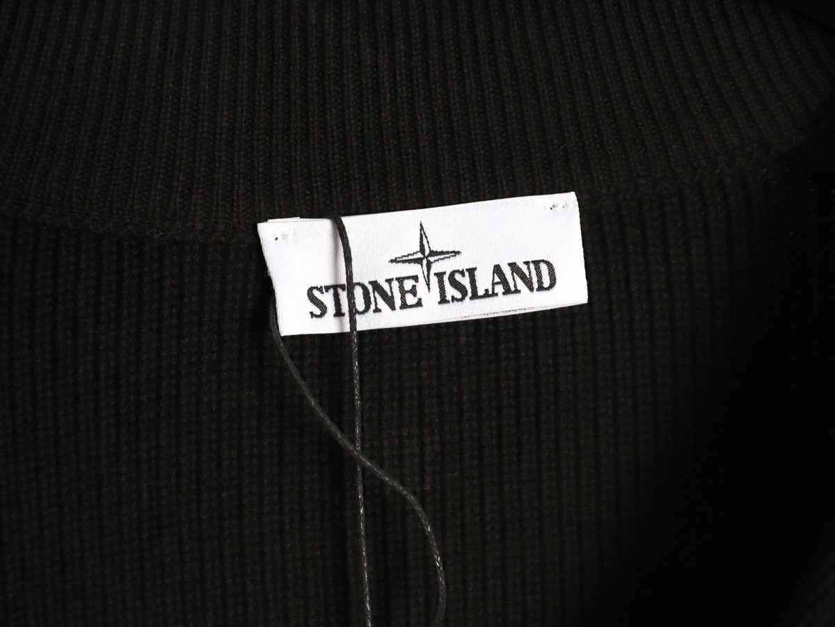 Stone Island Compass Badge Half-Zip Knit Sweater