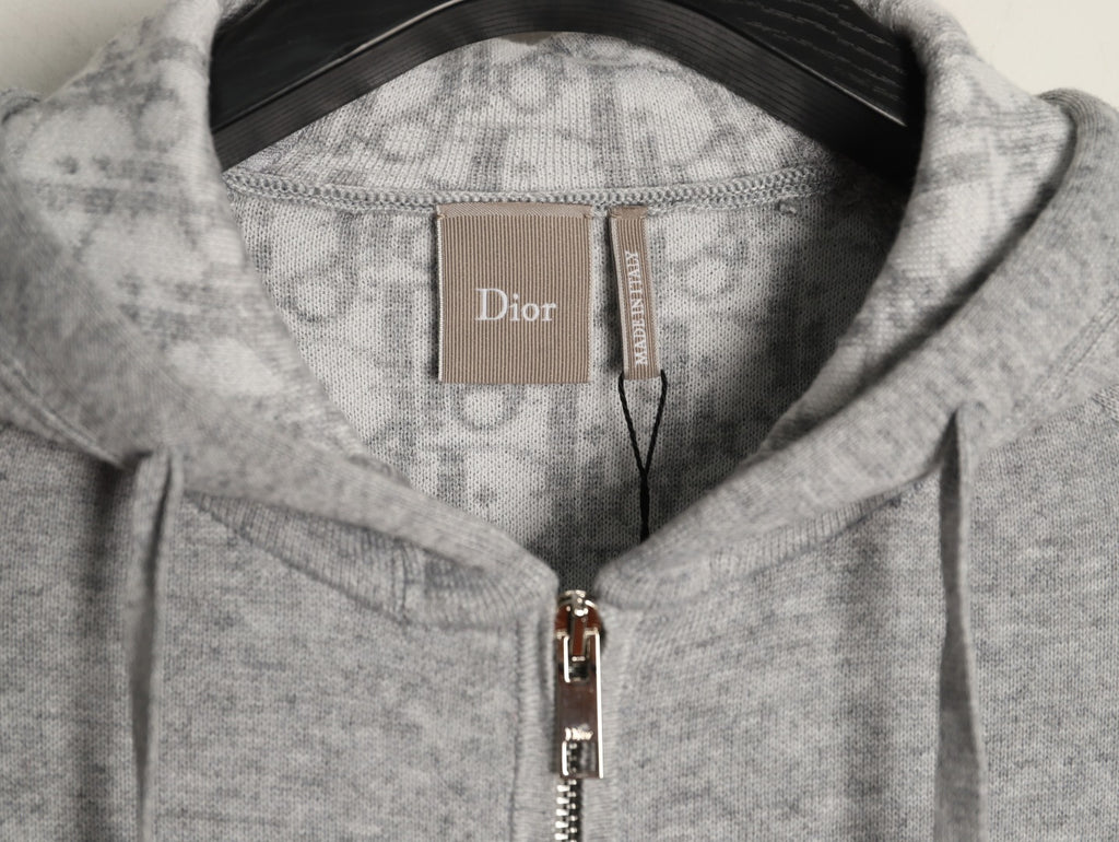 Dior CD Jacquard-Lined Blended Zip-Up Hoodie