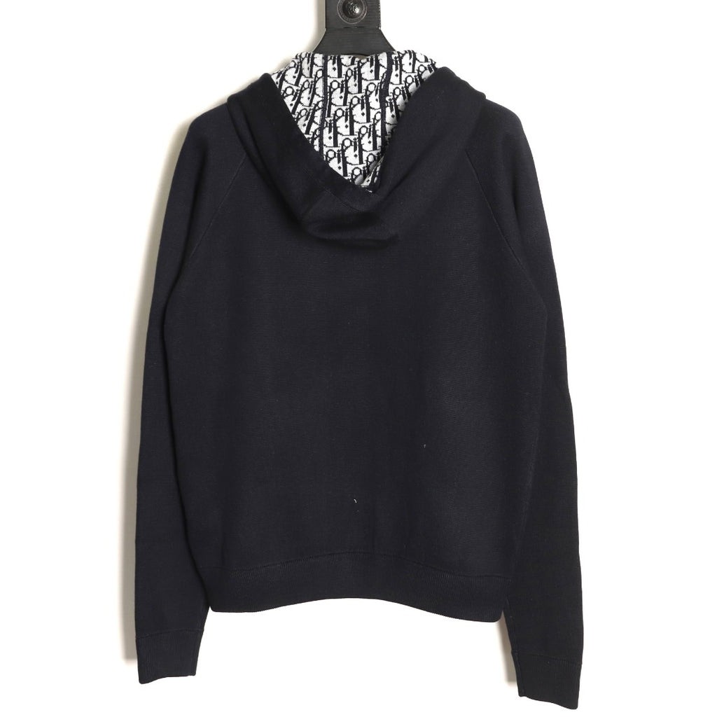 Dior CD Jacquard-Lined Black Blended Zip-Up Hoodie