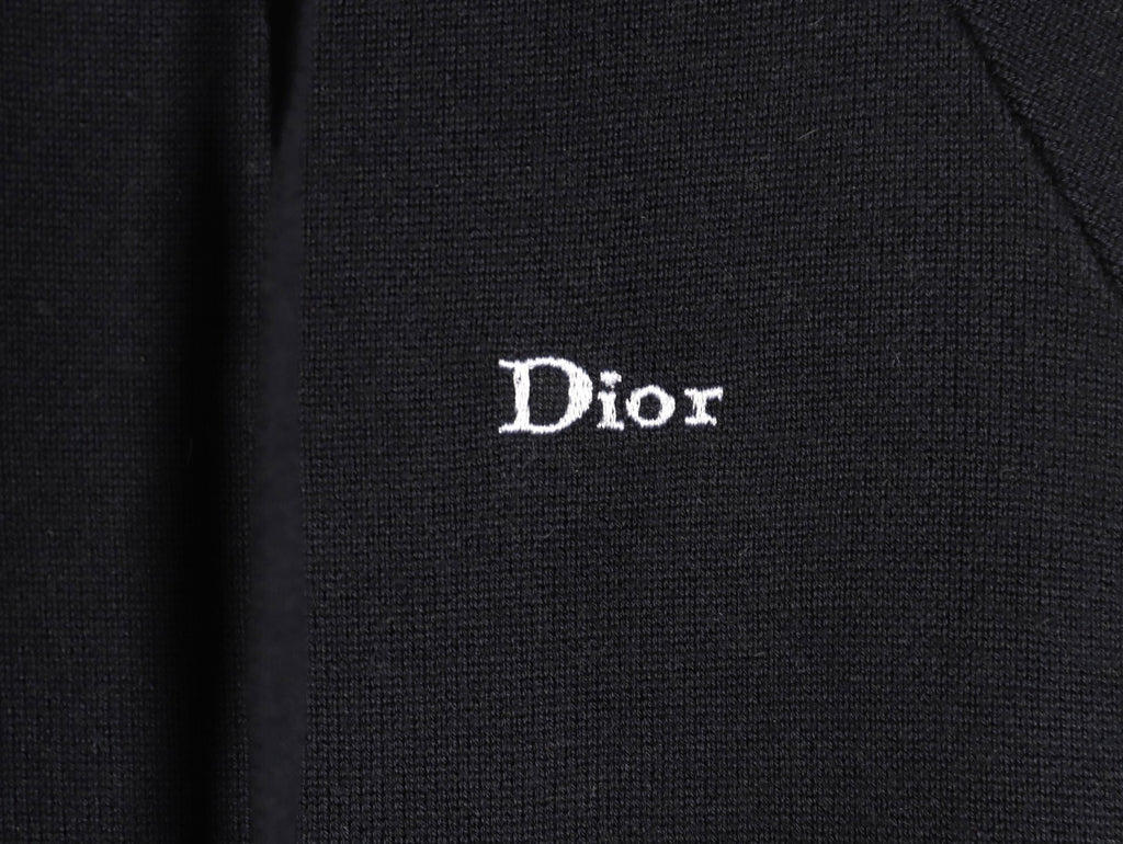 Dior CD Jacquard-Lined Black Blended Zip-Up Hoodie