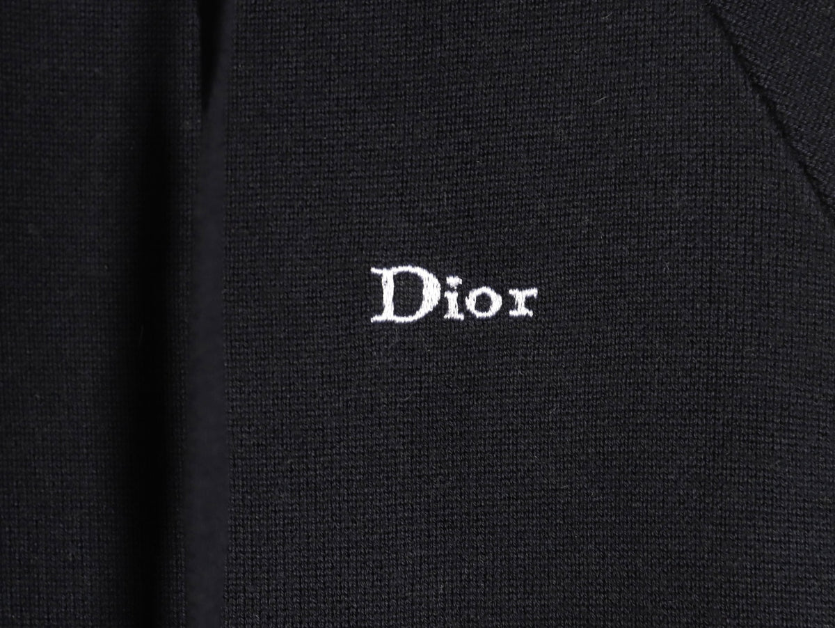 Dior CD Jacquard-Lined Black Blended Zip-Up Hoodie