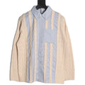 Loewe Anagram Embroidered Cream & Blue Striped Wool-Blend Shirt