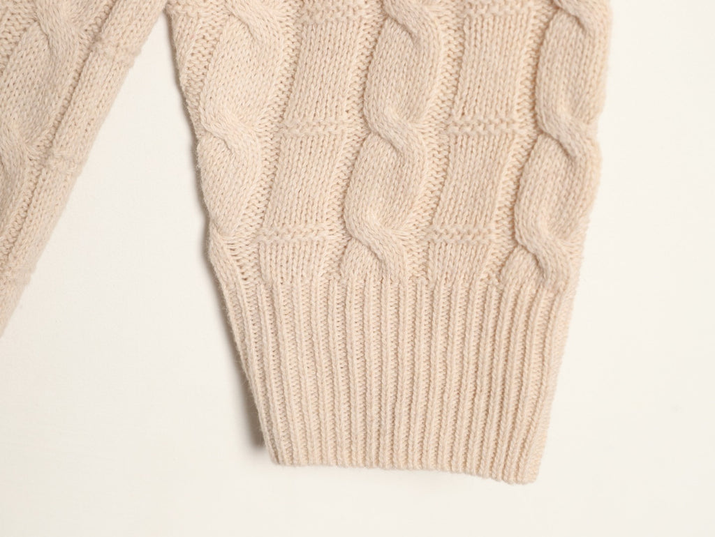 Loewe Anagram Embroidered Cream & Blue Striped Wool-Blend Shirt