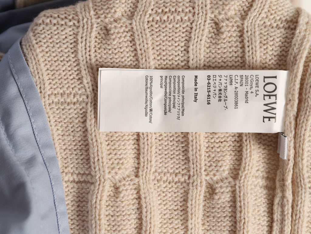 Loewe Anagram Embroidered Cream & Blue Striped Wool-Blend Shirt