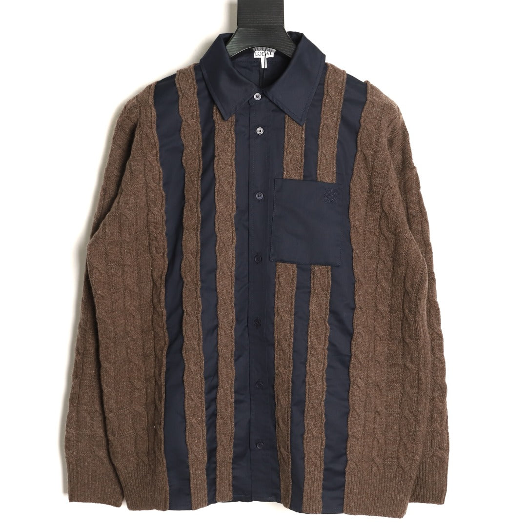 Loewe Anagram Embroidered Striped Wool-Blend Shirt