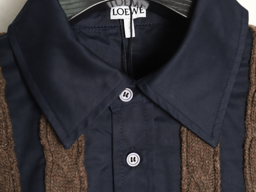 Loewe Anagram Embroidered Striped Wool-Blend Shirt