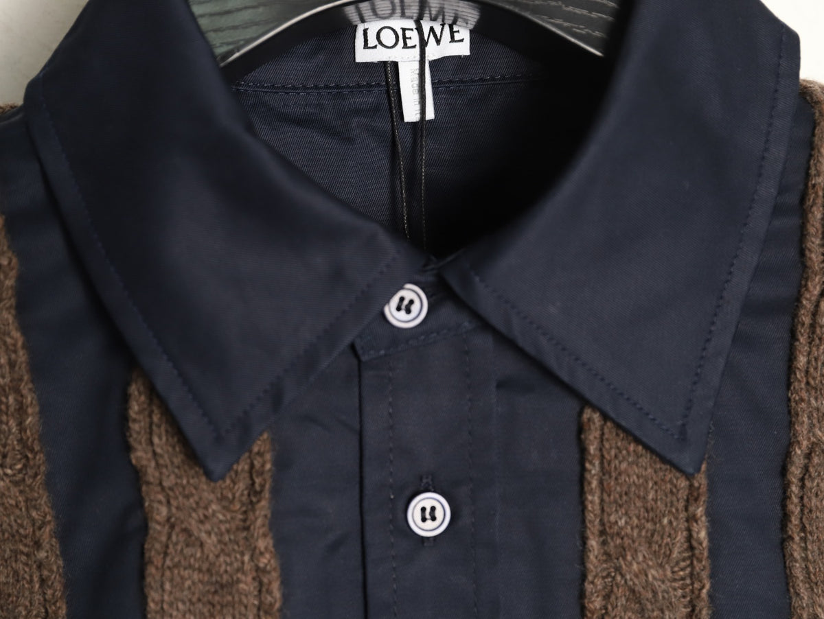 Loewe Anagram Embroidered Striped Wool-Blend Shirt