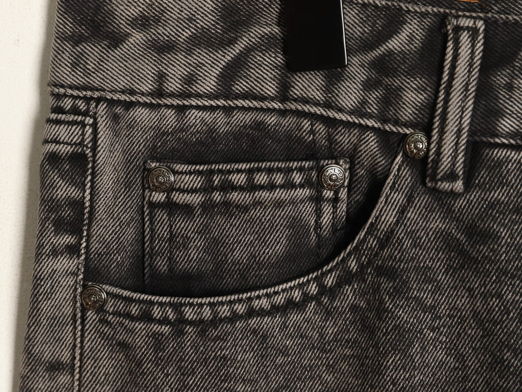 Chrome Hearts Contrast Cross Patch Embroidered Dark-Wash Jeans