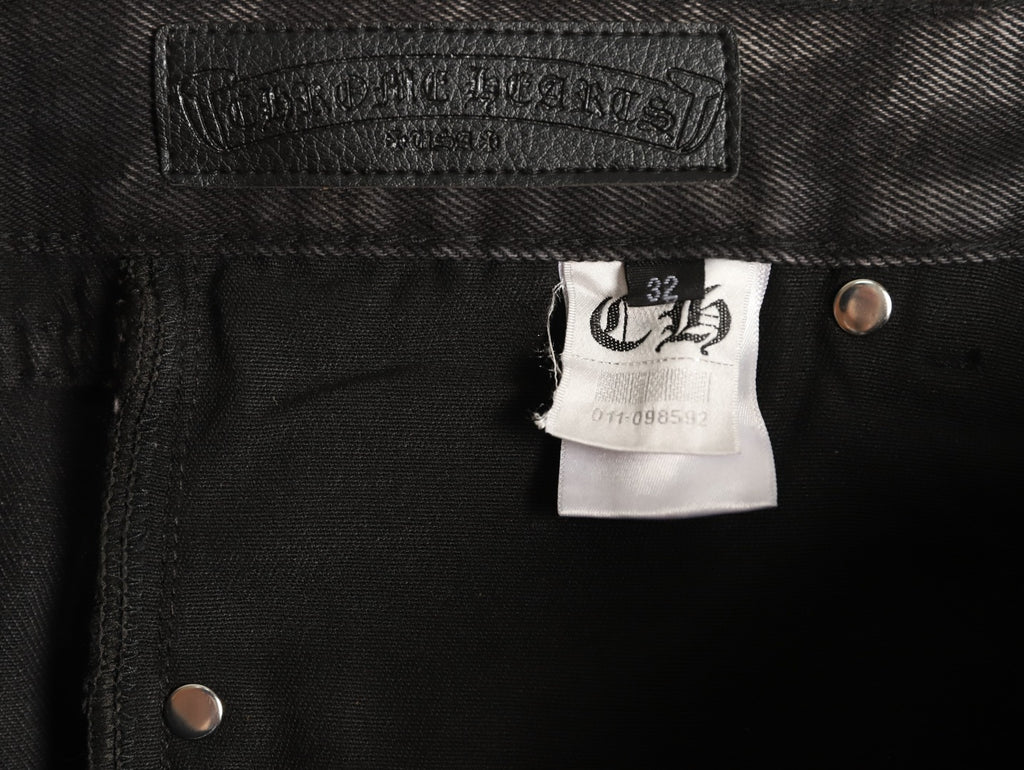 Chrome Hearts Contrast Cross Patch Embroidered Dark-Wash Jeans