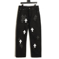 Chrome Hearts Tonal Cross Patch Embroidered Black Jeans