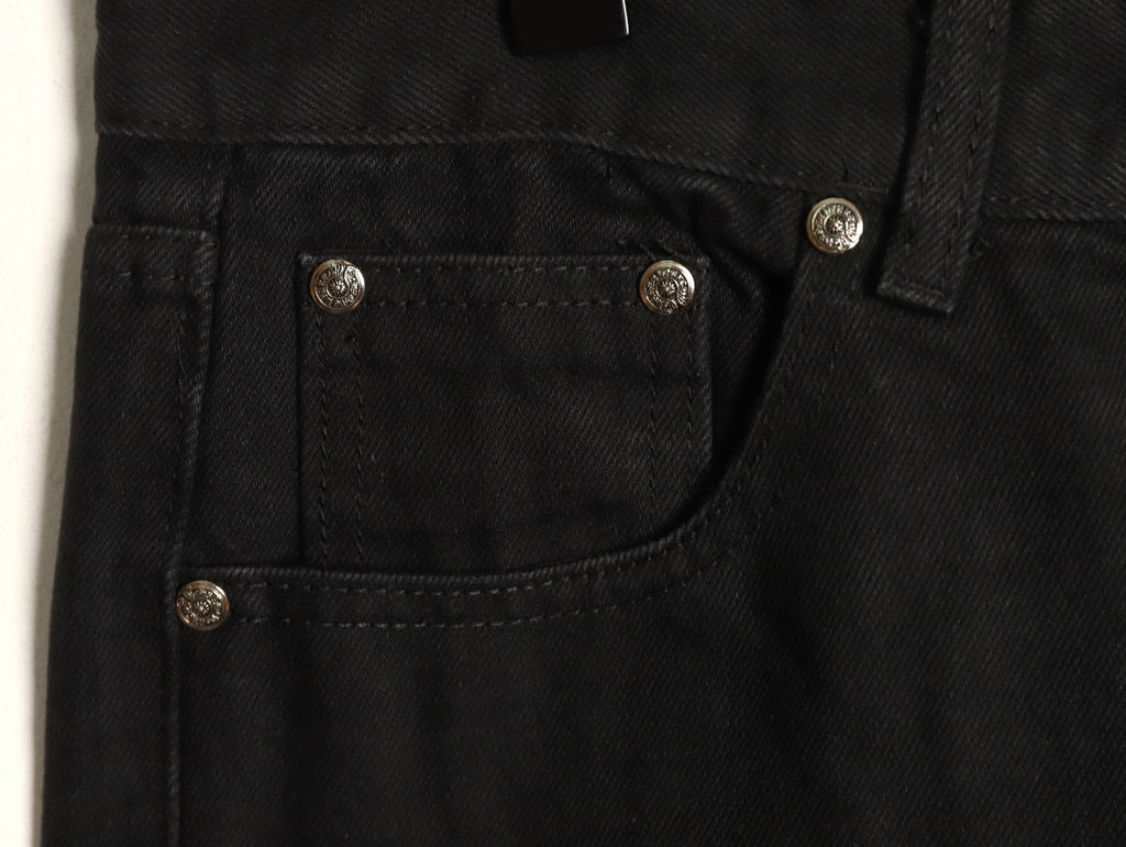 Chrome Hearts Tonal Cross Patch Embroidered Black Jeans