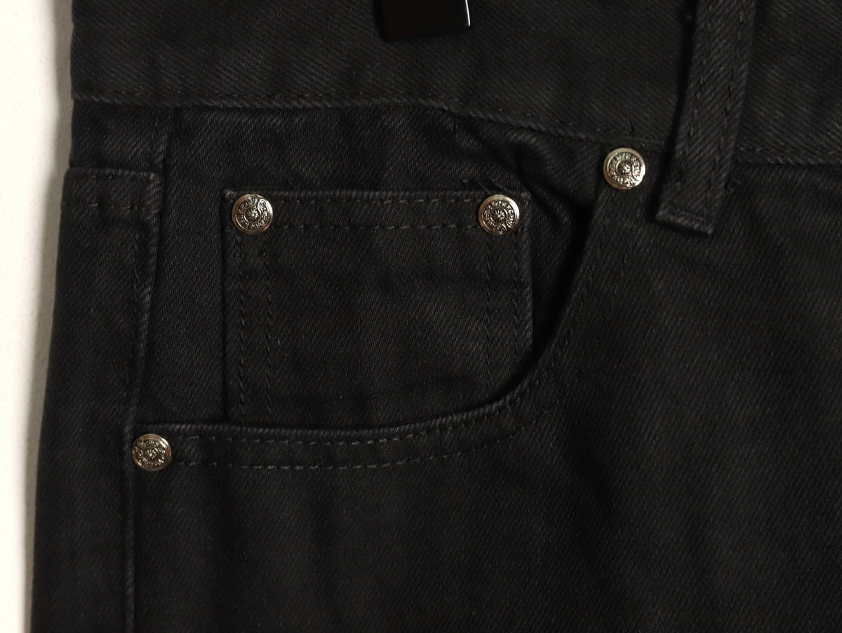 Chrome Hearts Tonal Cross Patch Embroidered Black Jeans