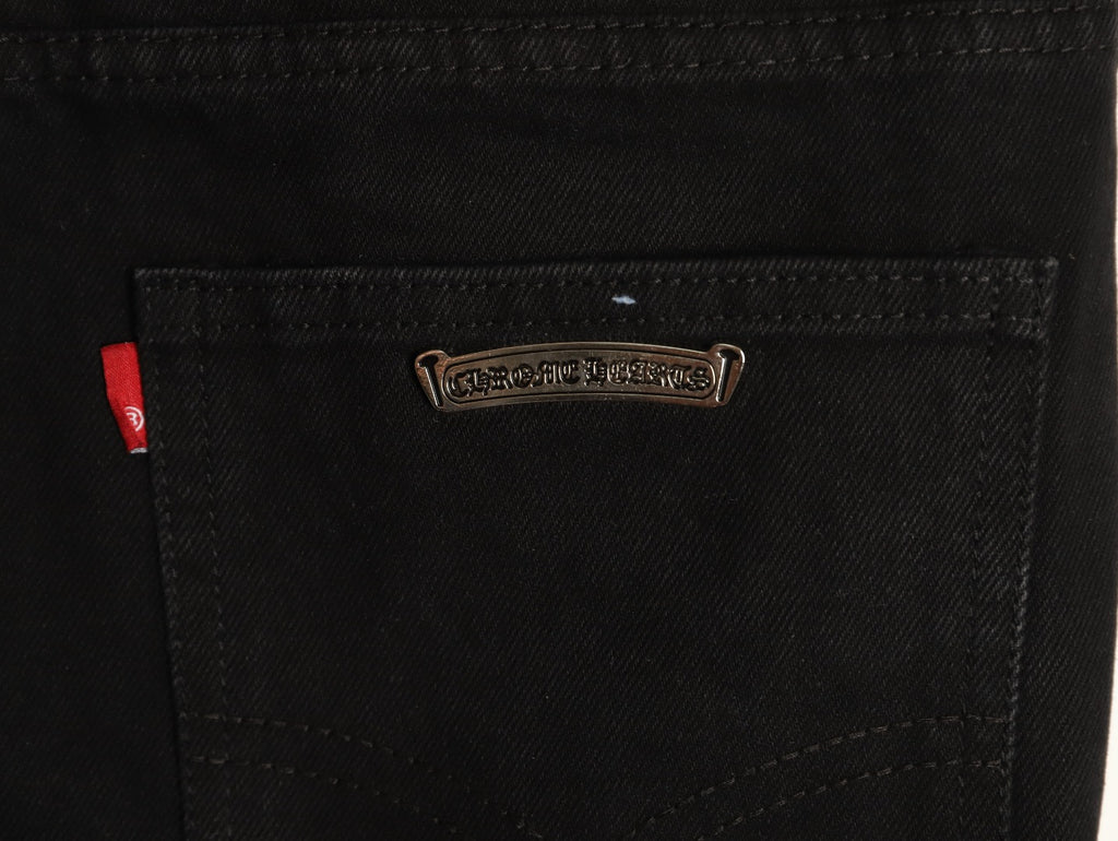 Chrome Hearts Tonal Cross Patch Embroidered Black Jeans