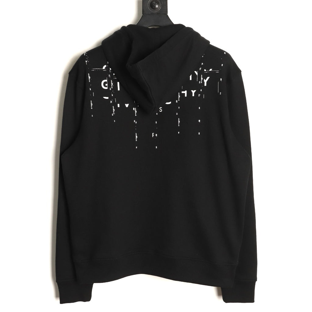 Givenchy GVC Distressed Logo Print Zip-Up Hoodie
