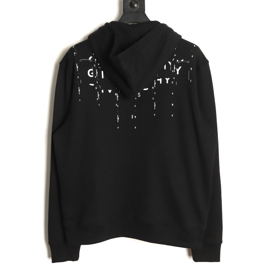 Givenchy GVC Distressed Logo Print Zip-Up Hoodie