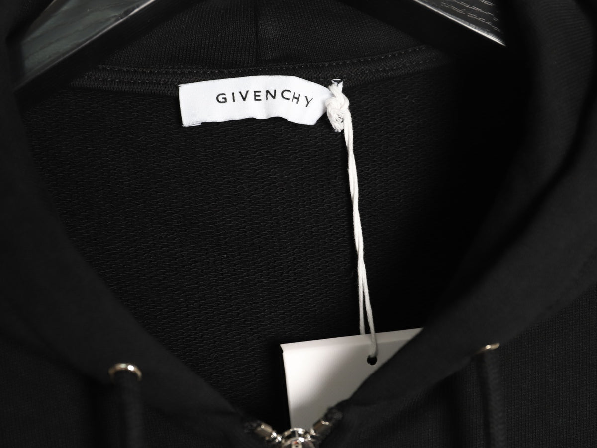Givenchy GVC Distressed Logo Print Zip-Up Hoodie