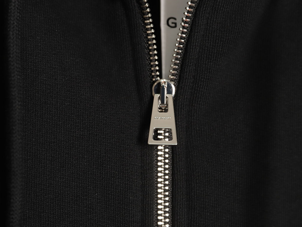 Givenchy GVC Distressed Logo Print Zip-Up Hoodie